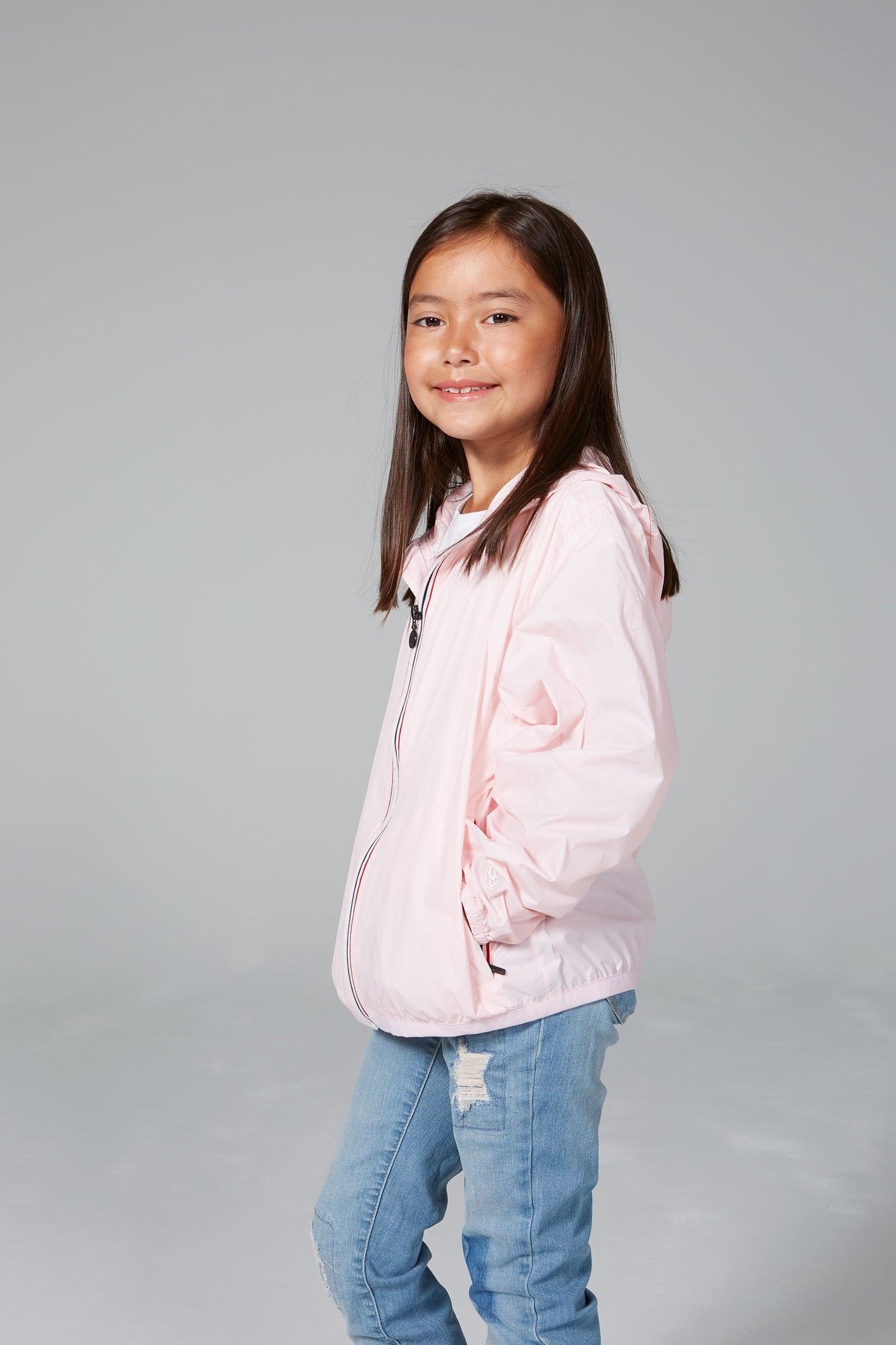 Kids Ballet Slipper Full Zip Packable Rain Jacket and Windbreaker