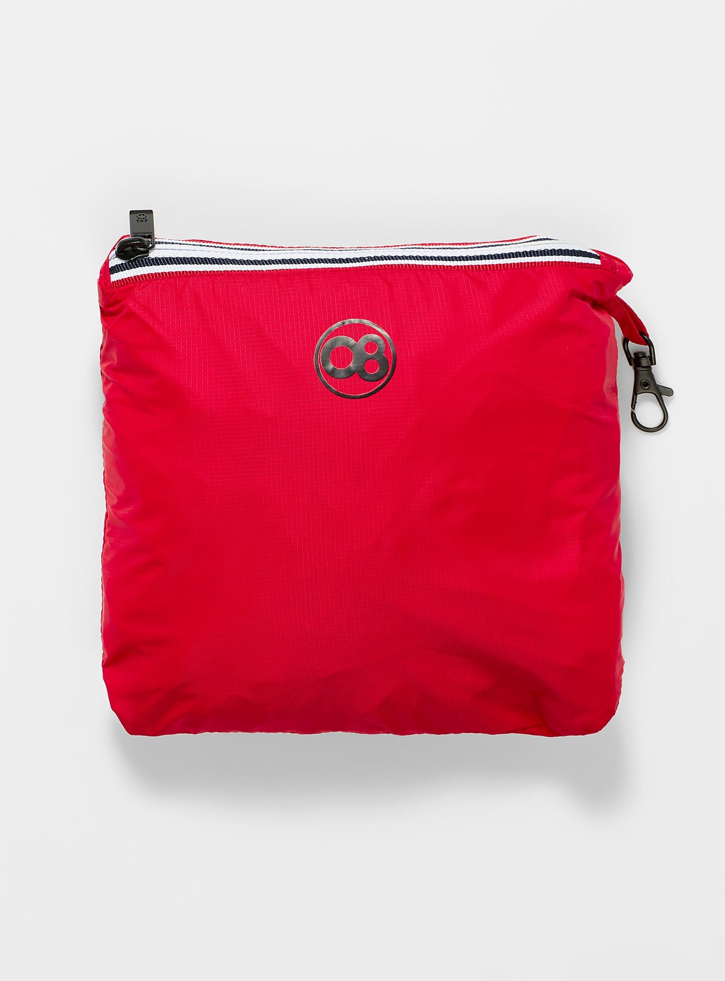 Kids red full zip packable rain jacket and windbreaker