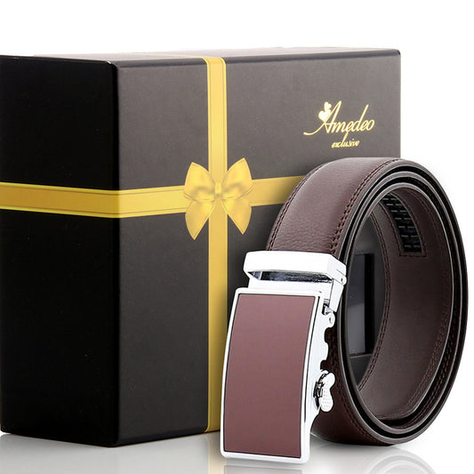 Men's Stainless Steel Brown Belt with Brown Buckle