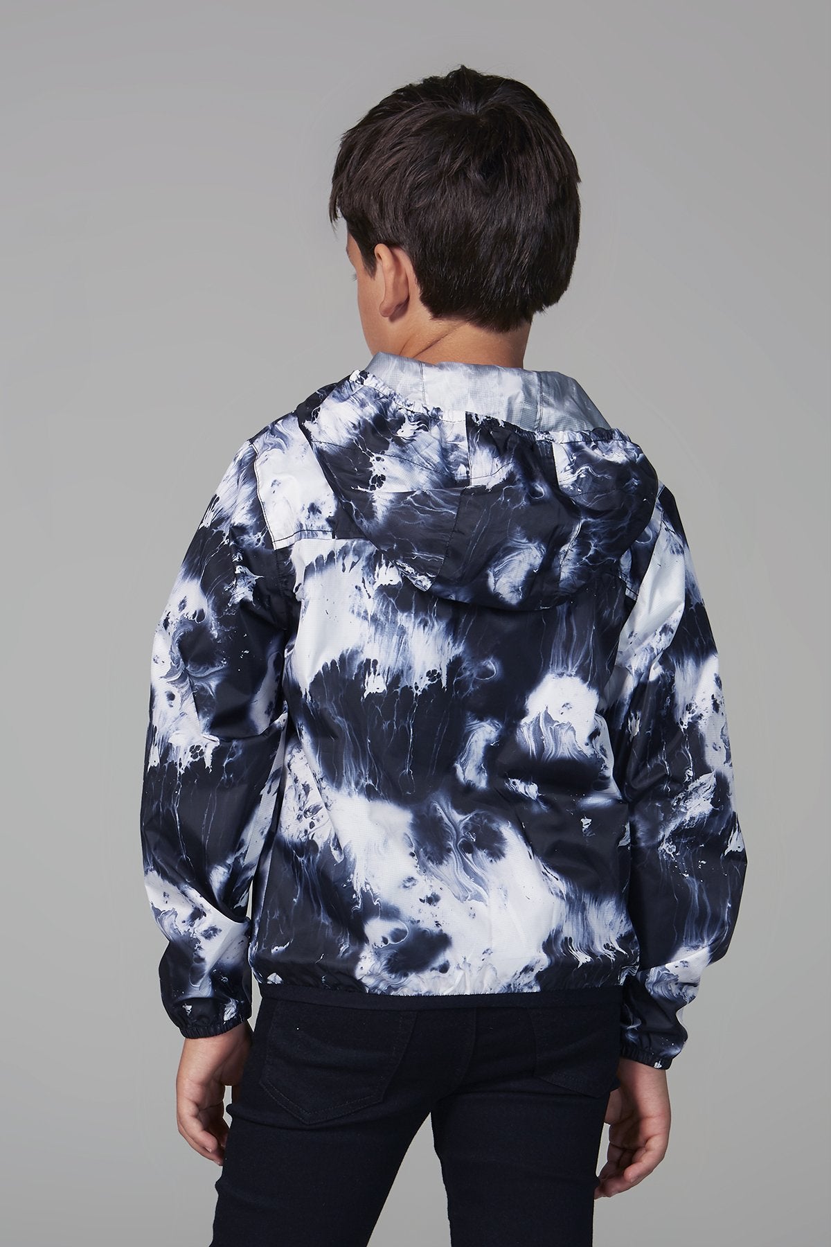 Kids oil print packable rain jacket and windbreaker