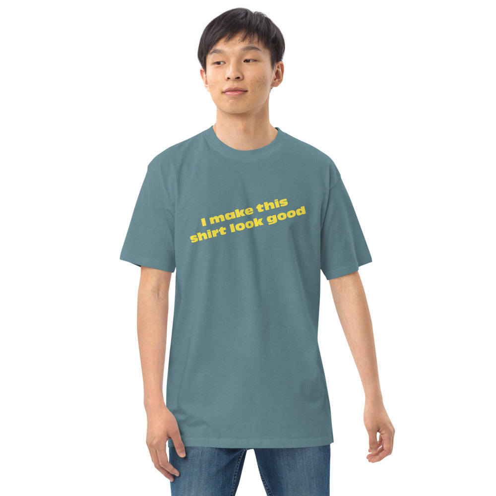 LennyBoop 的“我让这件衬衫看起来不错”男士高级重量级 T 恤