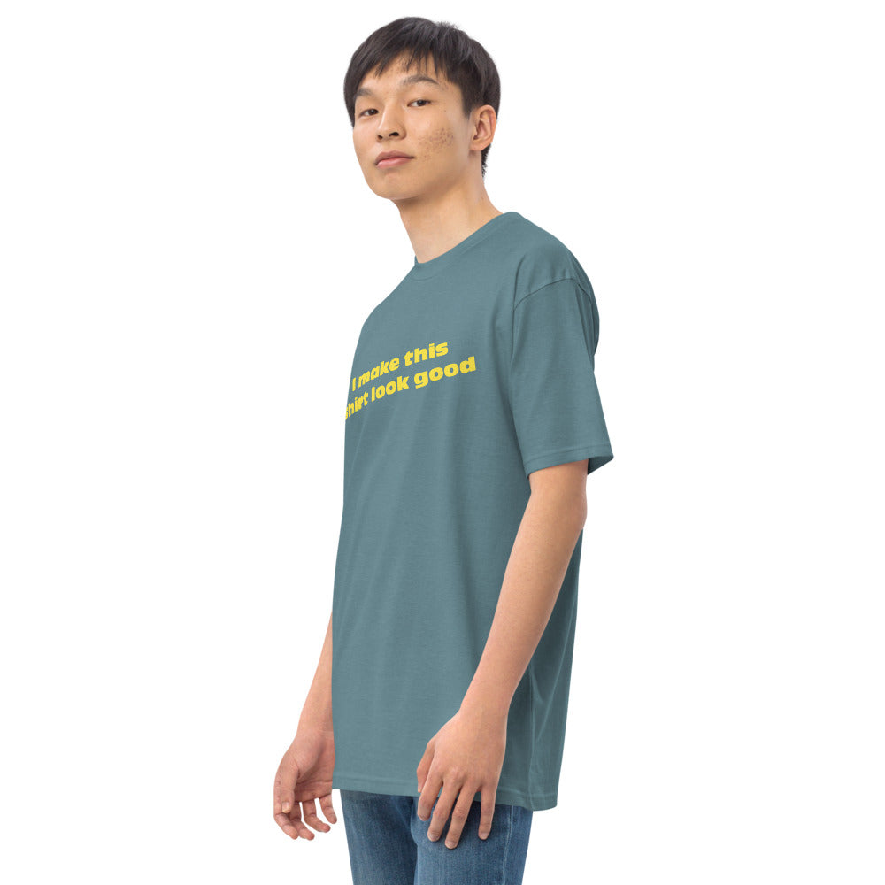 LennyBoop 的“我让这件衬衫看起来不错”男士高级重量级 T 恤