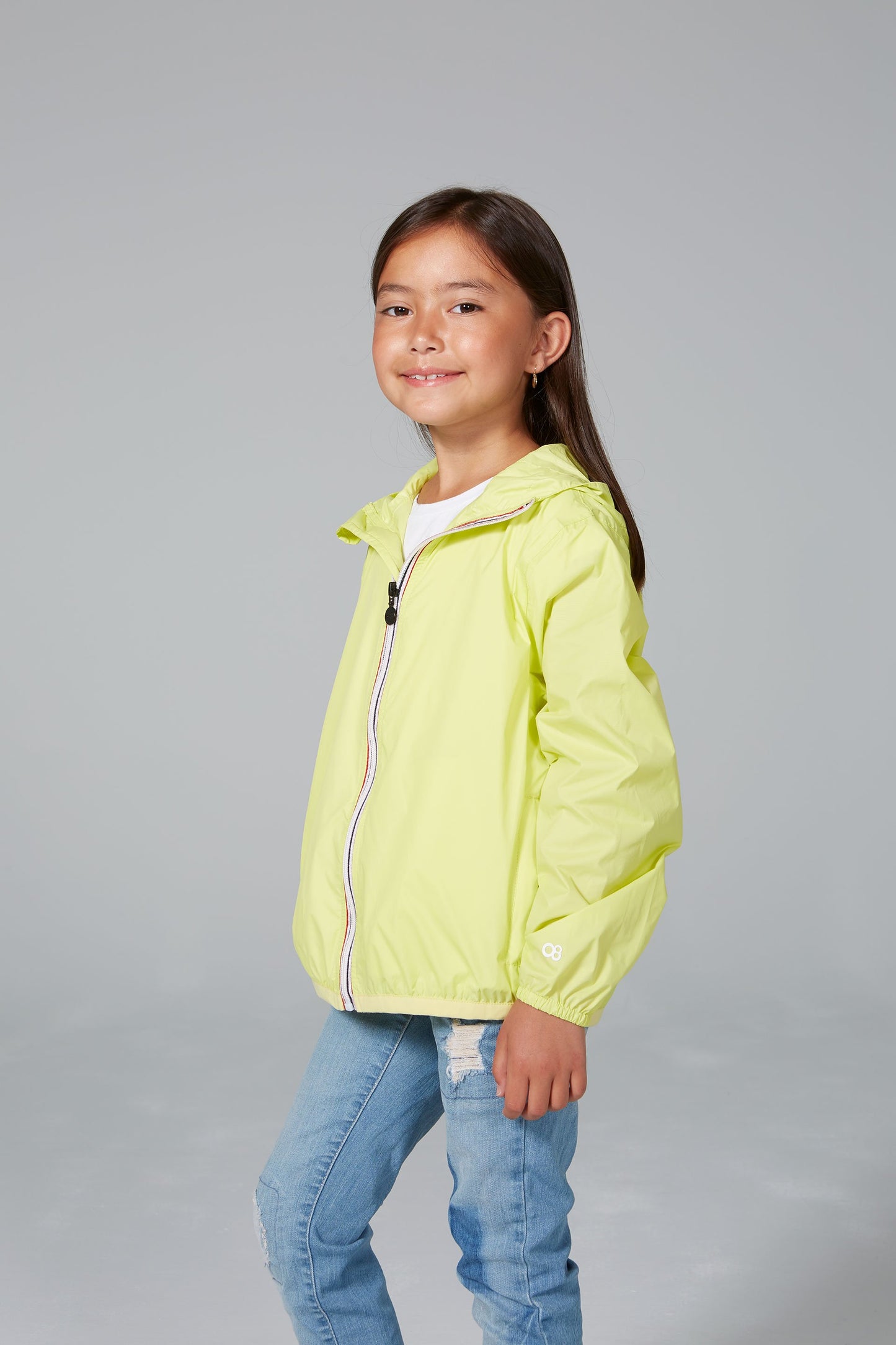 Kids Citrus Full Zip Packable Rain Jacket and Windbreaker