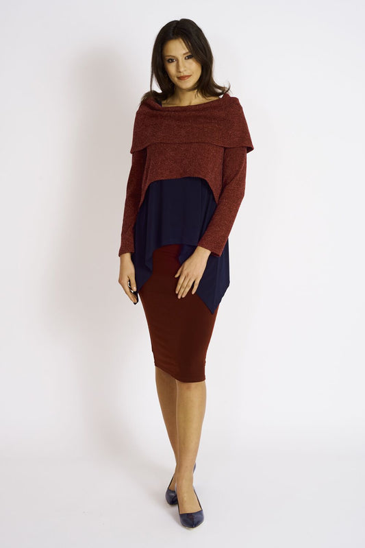 Ashmore Sweater Knit Crop Cowl Neck Topper