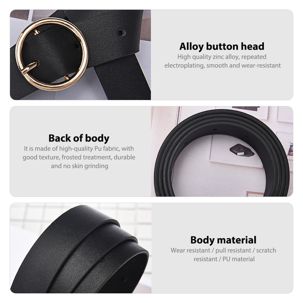 Women Leather Belt for Dresses Jeans Pants With Classic Round Buckle