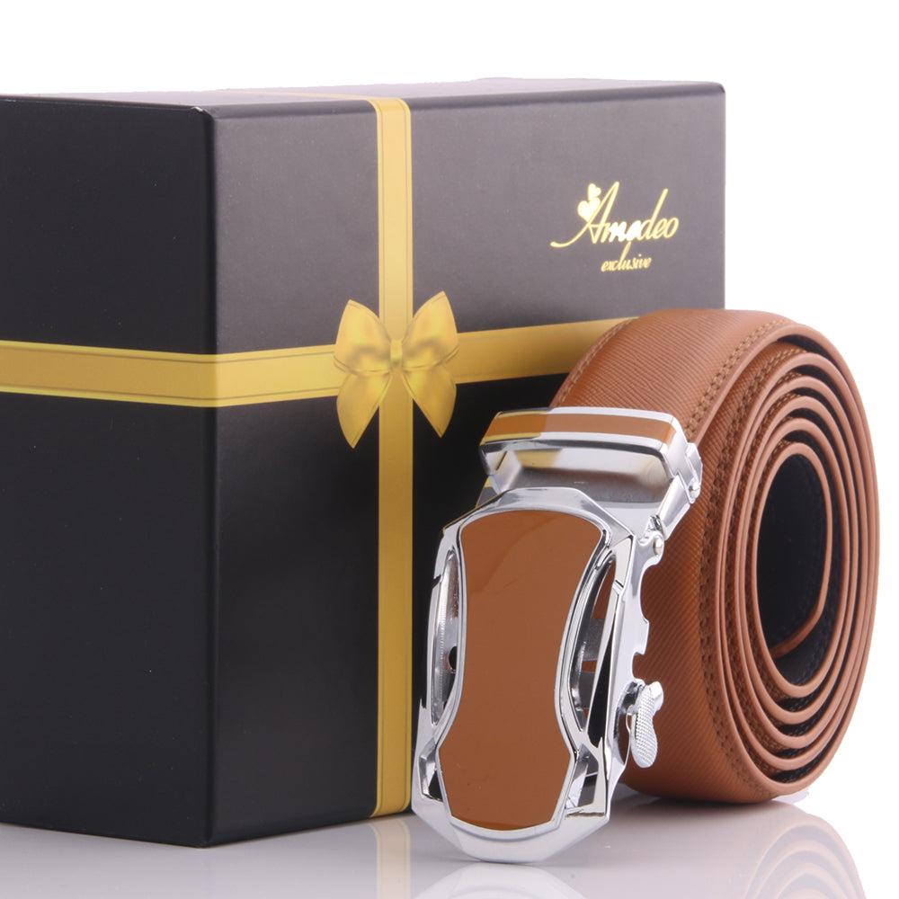 Men's Stainless Steel Tan Belt - Tan Buckle Belt