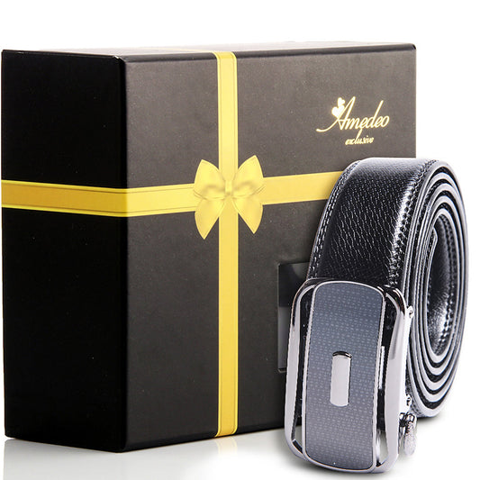 Men's Stainless Steel Belt with Silver & Black Buckle