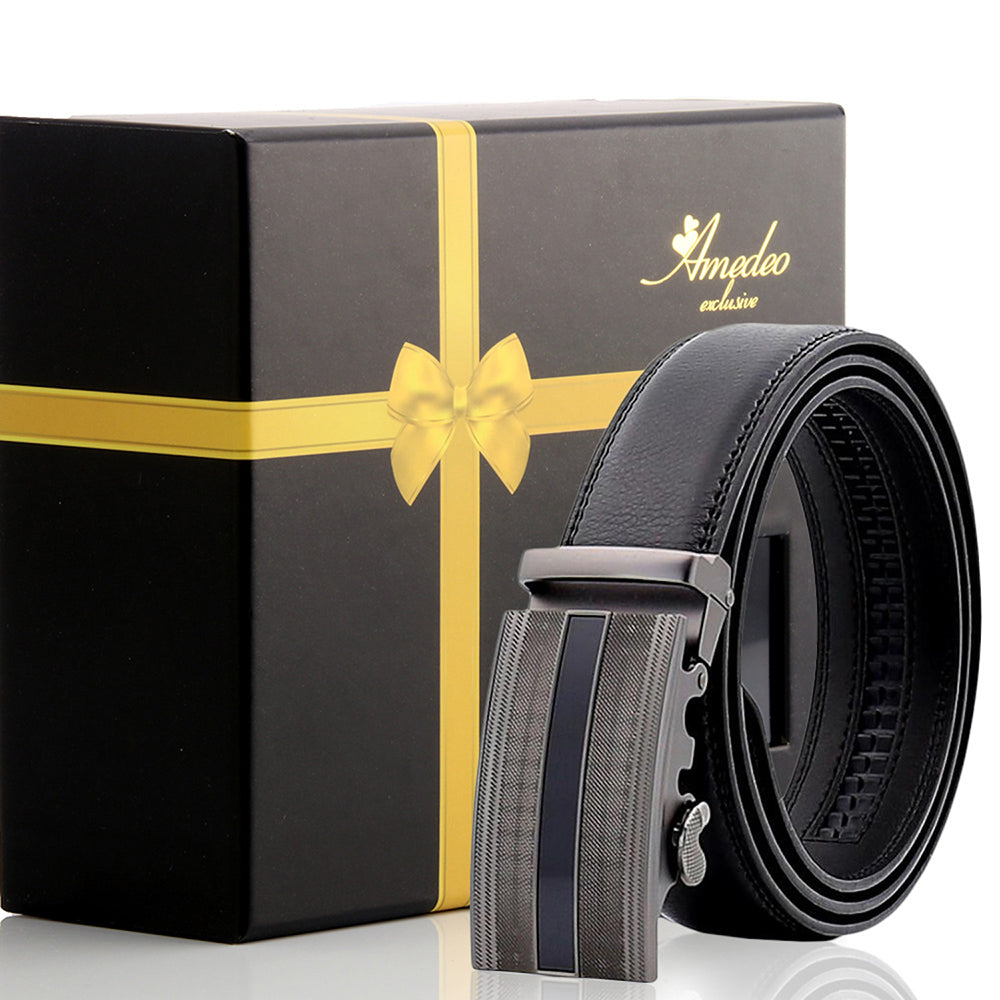 Men's Stainless Steel Belt with Black Buckle