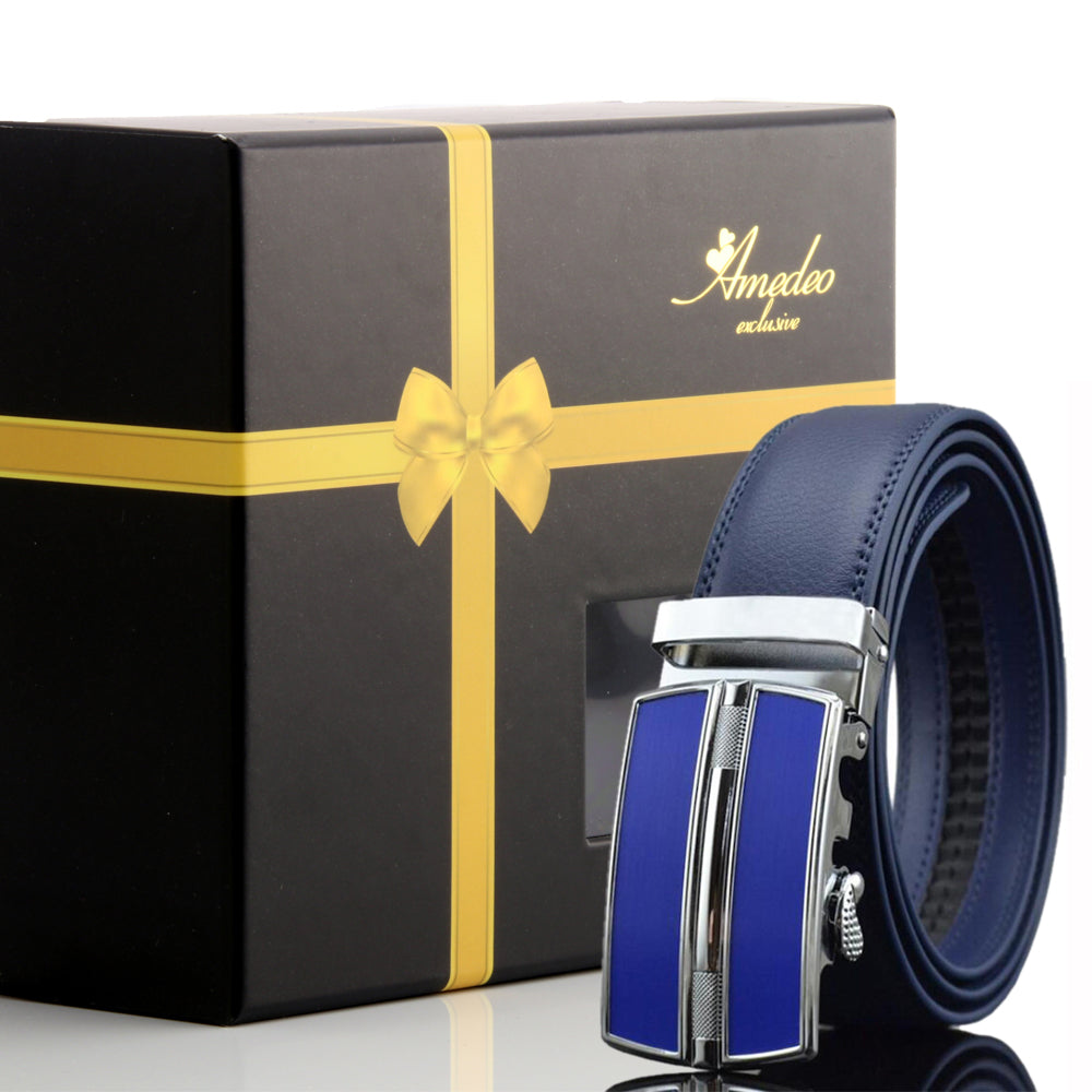 Men's Stainless Steel Blue Belt with Blue Buckle
