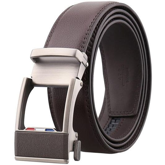 Brown Slide Click Buckle Mens Adjustable Ratchet Slide Buckle Belt -