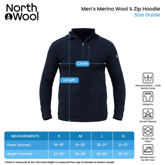 NorthWool Men's Merino Blend 1/4 Zip Hoodie — Heavyweight