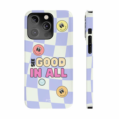 Happy Smiley Face Positive Message Slim Case for iPhone 14 Series