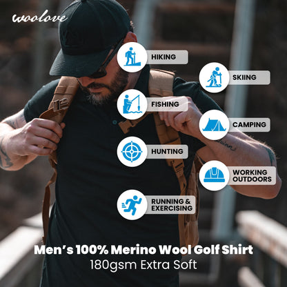 Men's Merino Wool Golf Polo — Lightweight