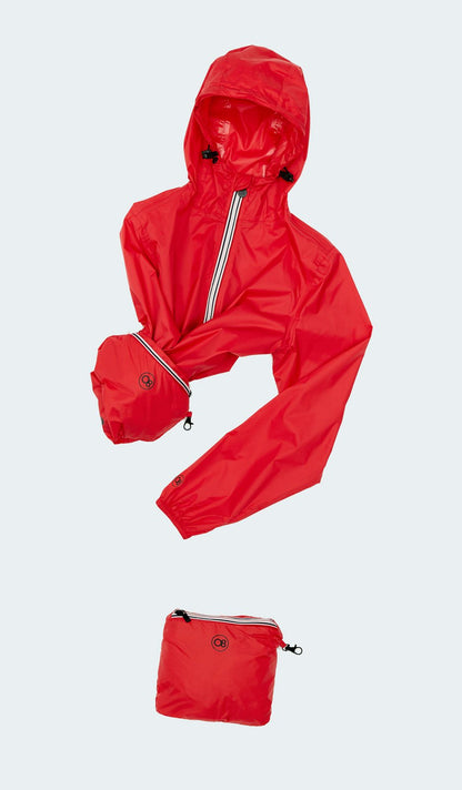 White Quarter Zip Packable Rain Jacket